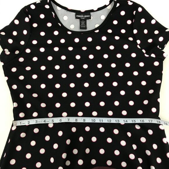 Jennifer Lauren Polka Dot Fit and Flare Dress Women's Plus Size 1X Stretch - Picture 7 of 10